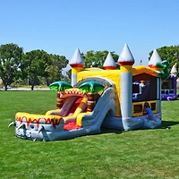 JumpOrange T-Rex Commercial Grade Bounce House Water Slide with Pool for Kids and Adults (with Blower), Basketball Hoop, Wet Dry Combo, Outdoor, Big I