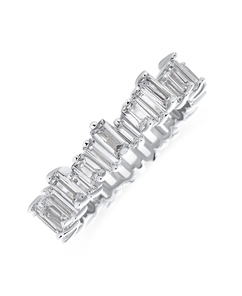 Bling Jewelry Modern Classic Cz Cocktail Statement Ring Zigzag Baguette 14K Gold Plated Silver