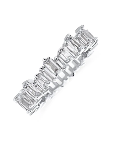 Bling Jewelry Modern Classic Cz Cocktail Statement Ring Zigzag Baguette 14K Gold Plated Silver