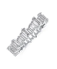 Bling Jewelry Modern Classic Cz Cocktail Statement Ring Zigzag Baguette 14K Gold Plated Silver