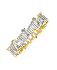 Bling Jewelry Modern Classic Cz Cocktail Statement Ring Zigzag Baguette 14K Gold Plated Silver