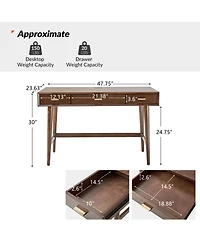 Hulala Home Toby Mid-Century Modern 48" Mid Century Modern Computer Desk with Cable Management