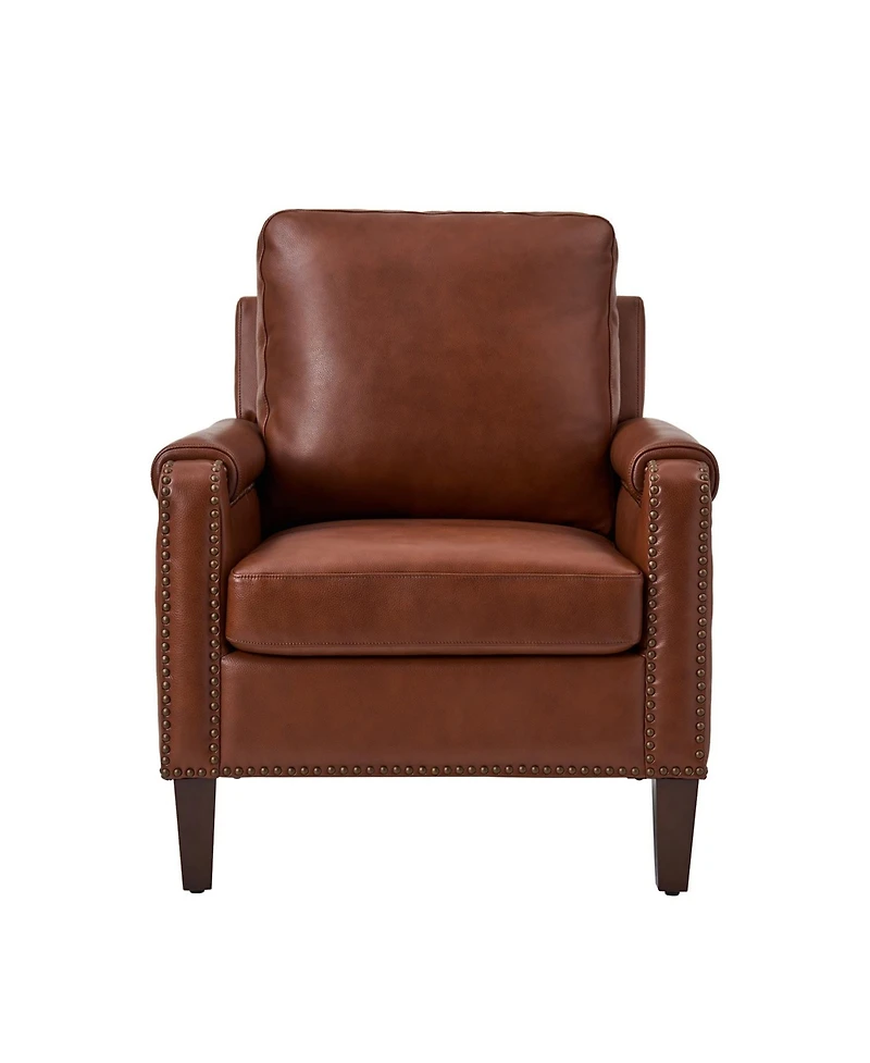 Kunz Transitional Genuine Leather Armchair with Removable Back Cushion