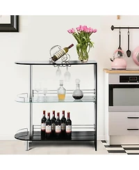 Sugift 2-holder Bar Table with Tempered Glass Shelf