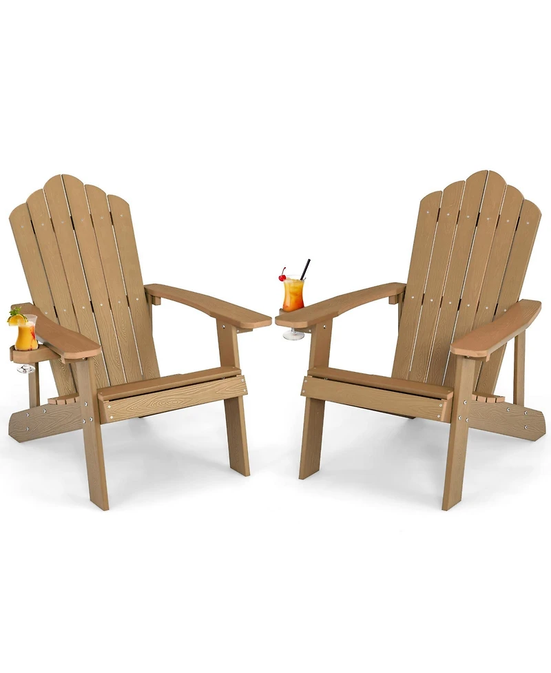 Vebreda Weather Resistant Hips Outdoor Adirondack Chair with Cup Holder