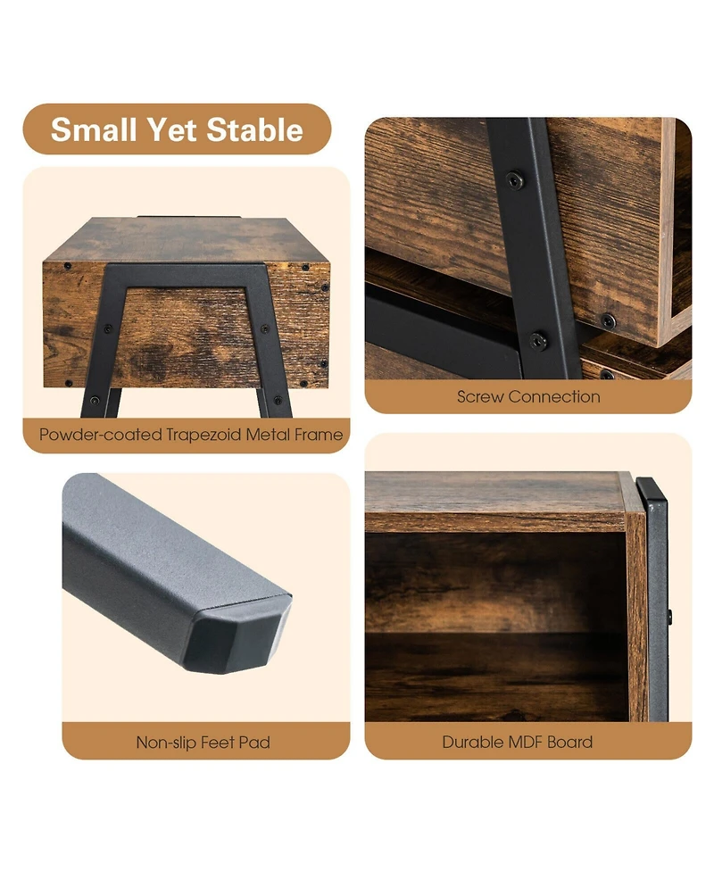 Sugift Stackable Nightstand Shelf Accent Table with Metal Frame
