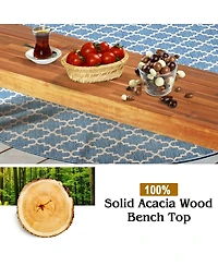 Sugift Set of 2 Patio Acacia Wood Dining Benches