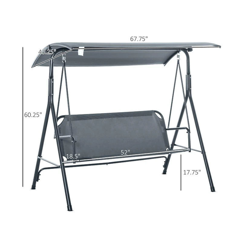 Slickblue 3-Seat Grey Patio Swing Chair – Modern Outdoor Swing for Relaxation, Perfect for Gardens and Backyards