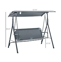 Slickblue 3-Seat Grey Patio Swing Chair – Modern Outdoor Swing for Relaxation, Perfect for Gardens and Backyards