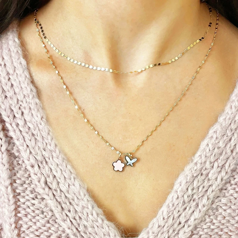 The Lovery Pink Pearl Flower Charm 14K Gold millimeters