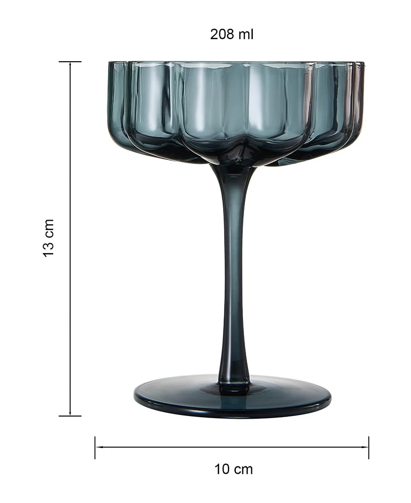 The Wine Savant Martini and Champagne Flower Classic Wavy Glass Coupes, Set of 6
