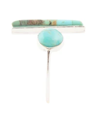 Barse Open Genuine Blue Turquoise Sterling Silver Rectangle Ring