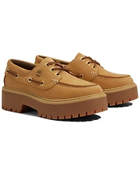 Timberland Women's Stone Street 3-Eye Premium Leather Platform Boat Shoes from Finish Line