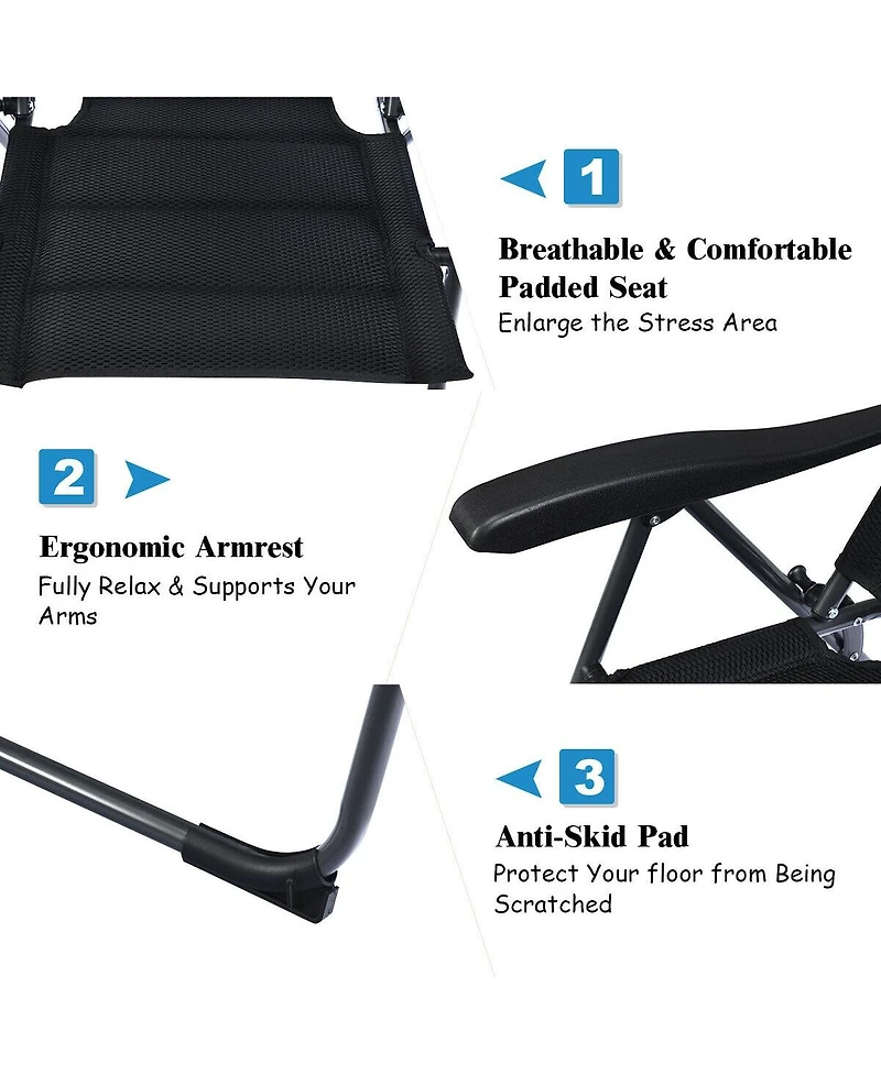 Sugift 2 Pieces Outdoor Folding Patio Chairs with Adjustable Backrests for Bistro and Backyard