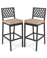 Sugift Set of 2 Patio Bar Chairs with Detachable Cushion and Footrest