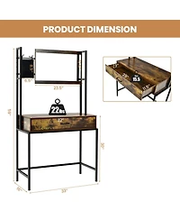Sugift Industrial Vanity Table with 3-Position Adjustable Mirror
