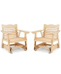 Sugift Outdoor Wood Rocking Chair with High Back and Widened Armrests