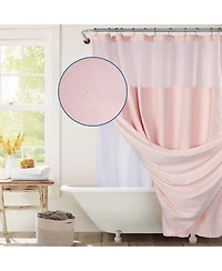 Awesome Home Starburst Water Repellent Crinkle Shower Curtain with Snap-in Liner and Hooks Set, 71"X72"