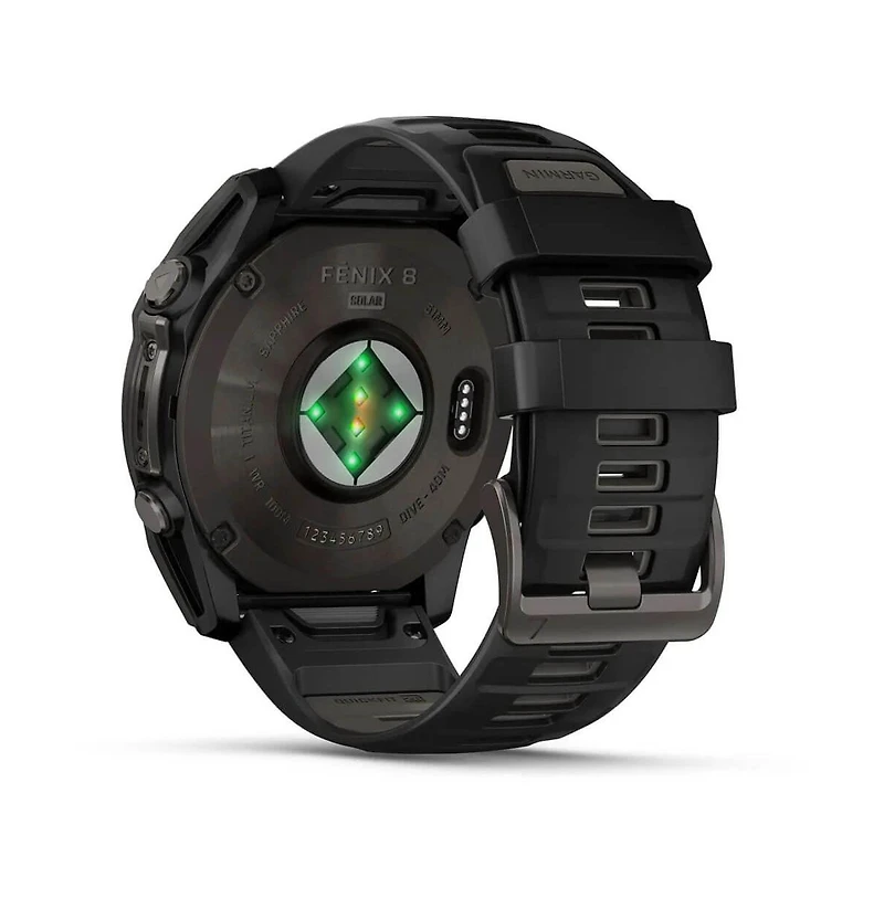 Garmin fenix 8 51mm, Saphire Solar, Outdoor & Fitness Gps Smartwatch, Carbon Gray Titanium Black, Black/Pebble Gray Band, Na
