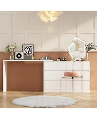 Homsee 6-Drawer L-Shaped Chest of Drawers with Rotatable Desktop
