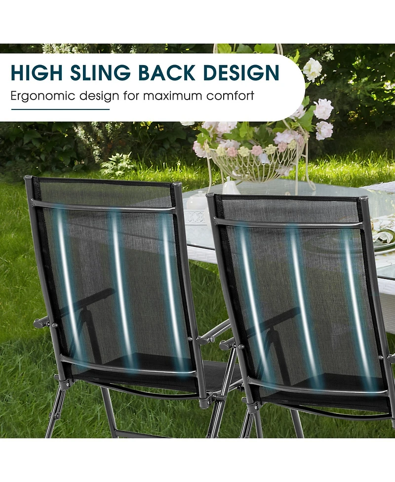 Sugift Set of 2 Adjustable Portable Patio Folding Dining Chair Recliners