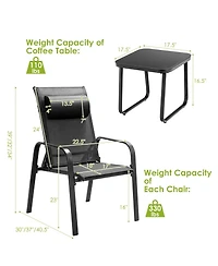 Sugift 2 Pieces Patio Loveseat Bench Table Furniture Set with Cushioned Chair