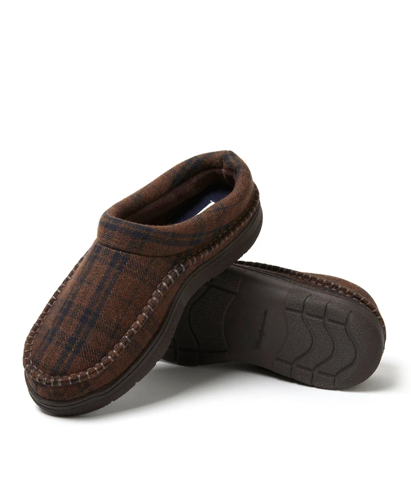 Dearfoams Men's Thompson Plaid Moccasin Toe Clog House Shoe Slipper