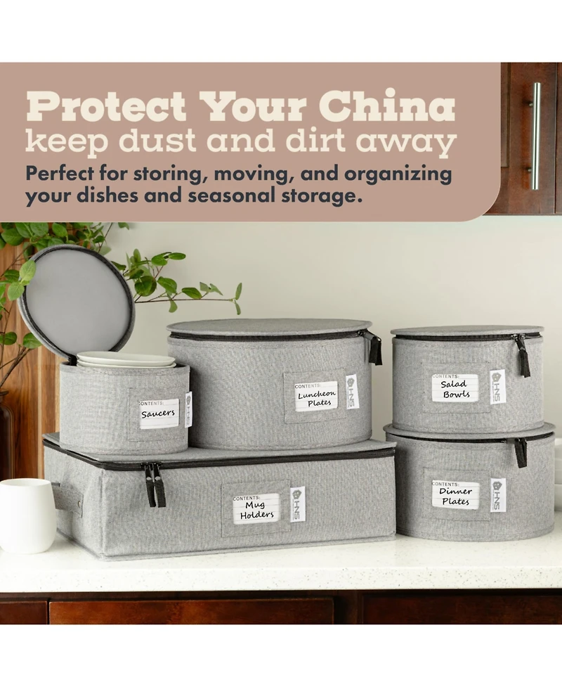 Hard Shell China Storage Containers 5-Piece Set Moving Boxes for Dinnerware Service for 12