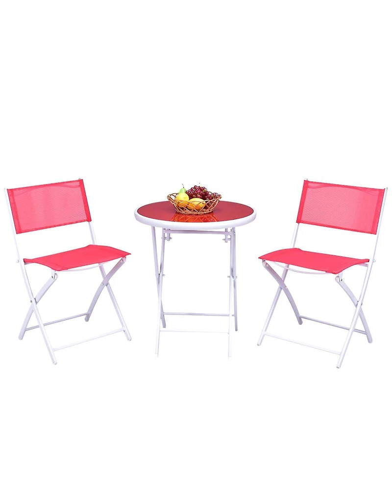 3 Pieces Patio Folding Bistro Set for Balcony or Outdoor Space
