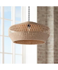 Regency Hill Matias 24 1/2" Modern Pendant Ceiling Light Fixture Dining Room Over Table Kitchen Island Hanging Brown Vine and Rope
