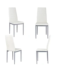 Sugift 4 Pieces Pvc Elegant Design Leather Dining Chairs with Solid Metal Legs