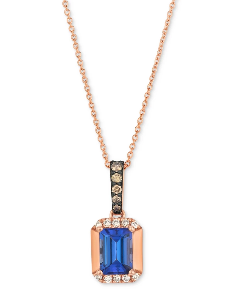 Le Vian Tanzanite (3/4 ct. t.w.) & Diamond (1/6 ct. t.w.) 20" Adjustable Pendant Necklace in 14k Rose Gold