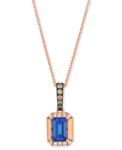 Le Vian Tanzanite (3/4 ct. t.w.) & Diamond (1/6 ct. t.w.) 20" Adjustable Pendant Necklace in 14k Rose Gold