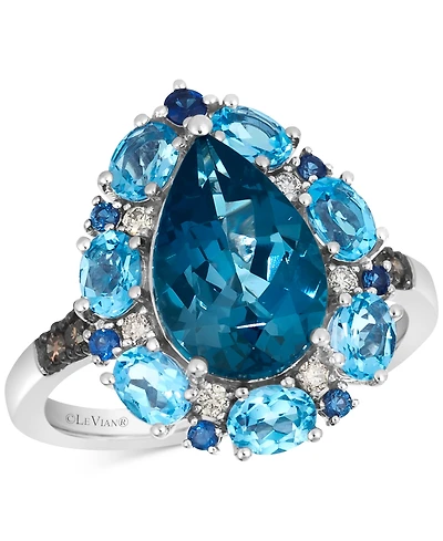Le Vian Multi-Gemstone (4-1/2 ct. t.w.) & Diamond (1/6 ct. t.w.) Pear-Shape Ring in 14k White Gold