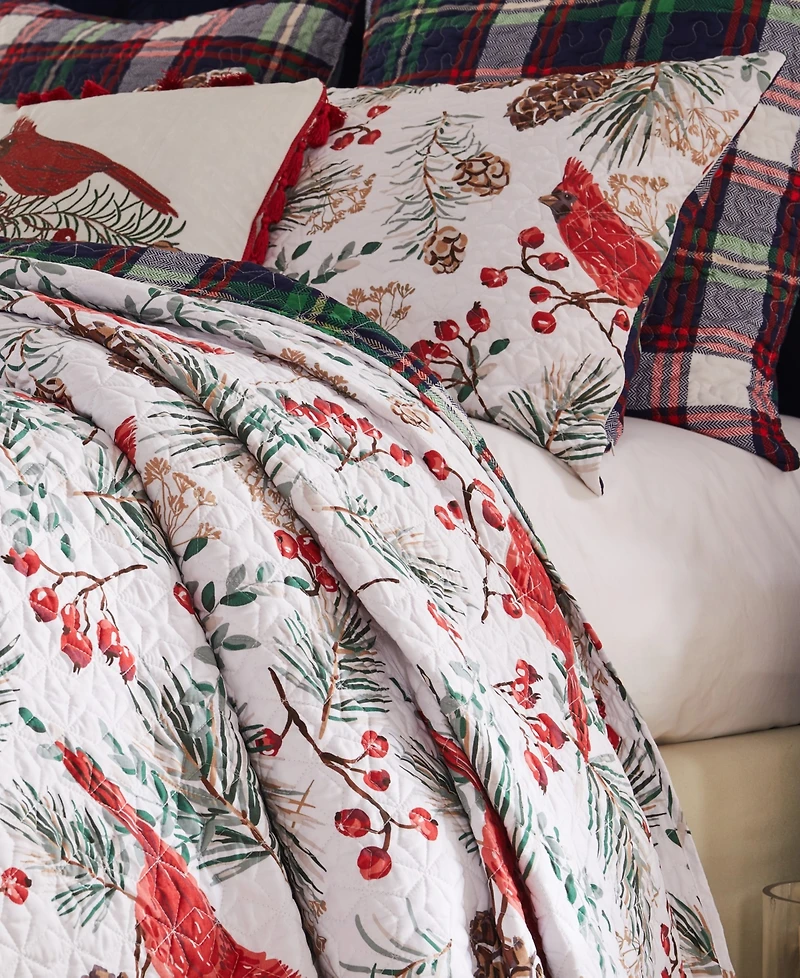 Greenland Home Fashions Cardinal Plaid Holiday 3-Pc. Quilt Set