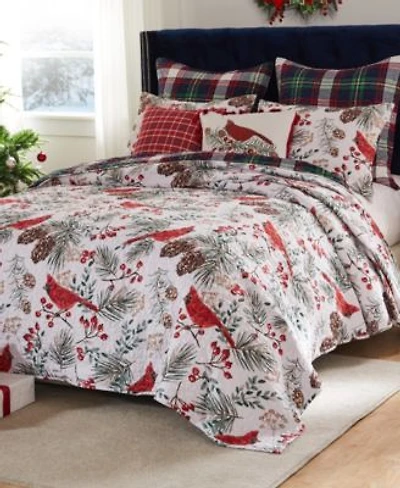 Greenland Home Fashions Cardinal Plaid Holiday Quilt Sets