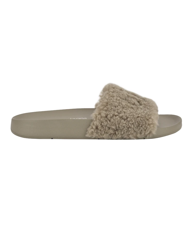 Calvin Klein Women's Amaya Fuzzy Slide Sandals