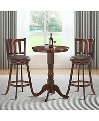 Sugift 2 Pieces 360 Degree Swivel Wooden Counter Height Bar Stool Set with Cushioned Seat