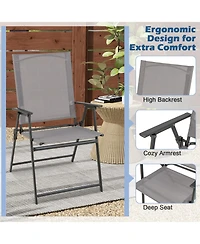 Sugift 2 Pieces Patio Folding Chairs with Armrests for Deck Garden Yard