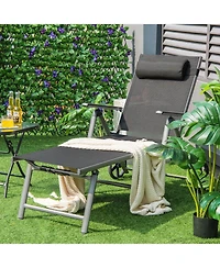 Sugift Adjustable Patio Folding Chaise Lounge Chair with Wheels
