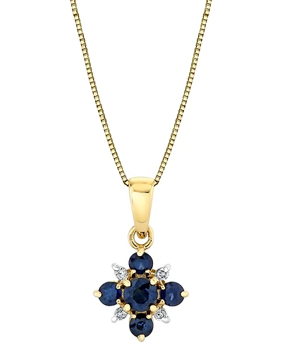 Sapphire (5/8 ct. t.w.) & Diamond Accent Starburst 18" Pendant Necklace in 10k Gold