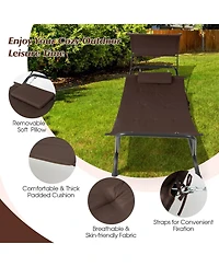 Sugift Patio Hanging Chaise Lounge Chair with Canopy Cushion Pillow and Storage Bag