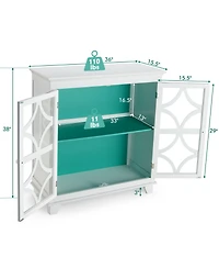 Sugift Kitchen Buffet Sideboard with Glass Doors and Adjustable Shelf