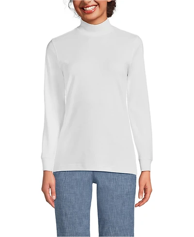 Lands' End Women's Relaxed Cotton Long Sleeve Mock Turtleneck