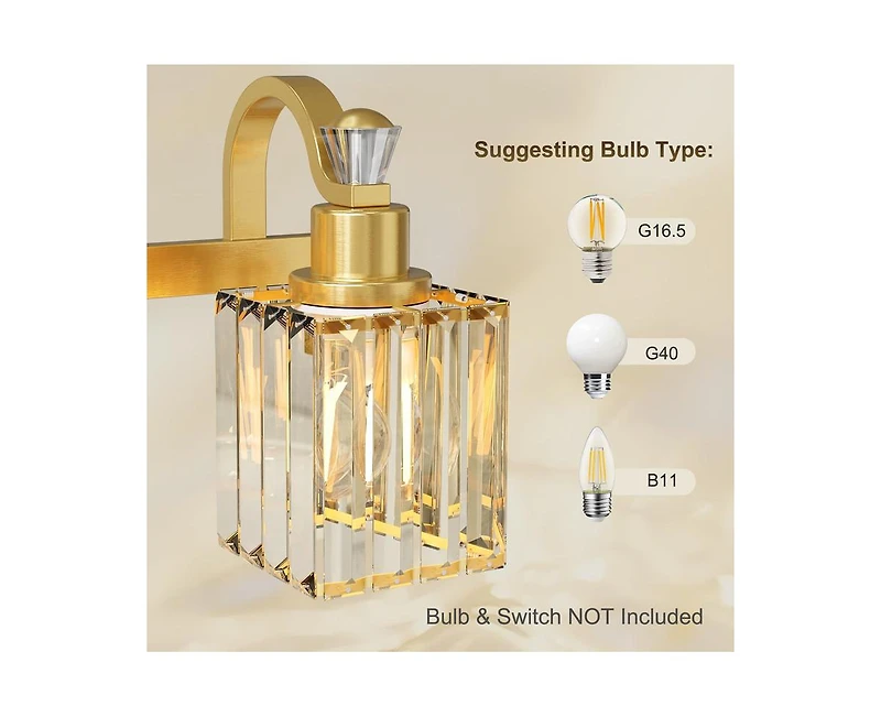 gaomon Bathroom Vanity Light Fixtures Modern Crystal Vanity Light Fixtures Over Mirror FF0C;6 Light Modern Crystal Wall Lighting with Square Shade Gol