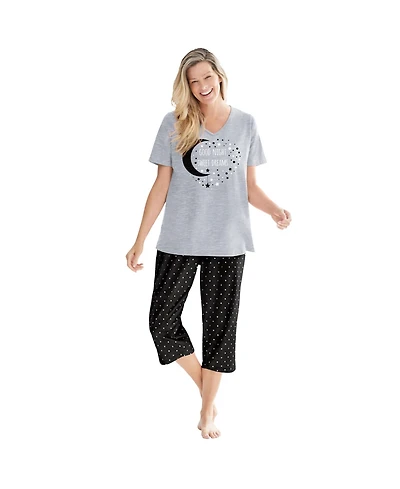 Dreams & Co. Women's 2-Piece Capri Pj Set