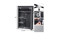 Slickblue 64" Portable Wardrobe Organizer with Clothes Rack and Shelves for Optimal Storage Solutions