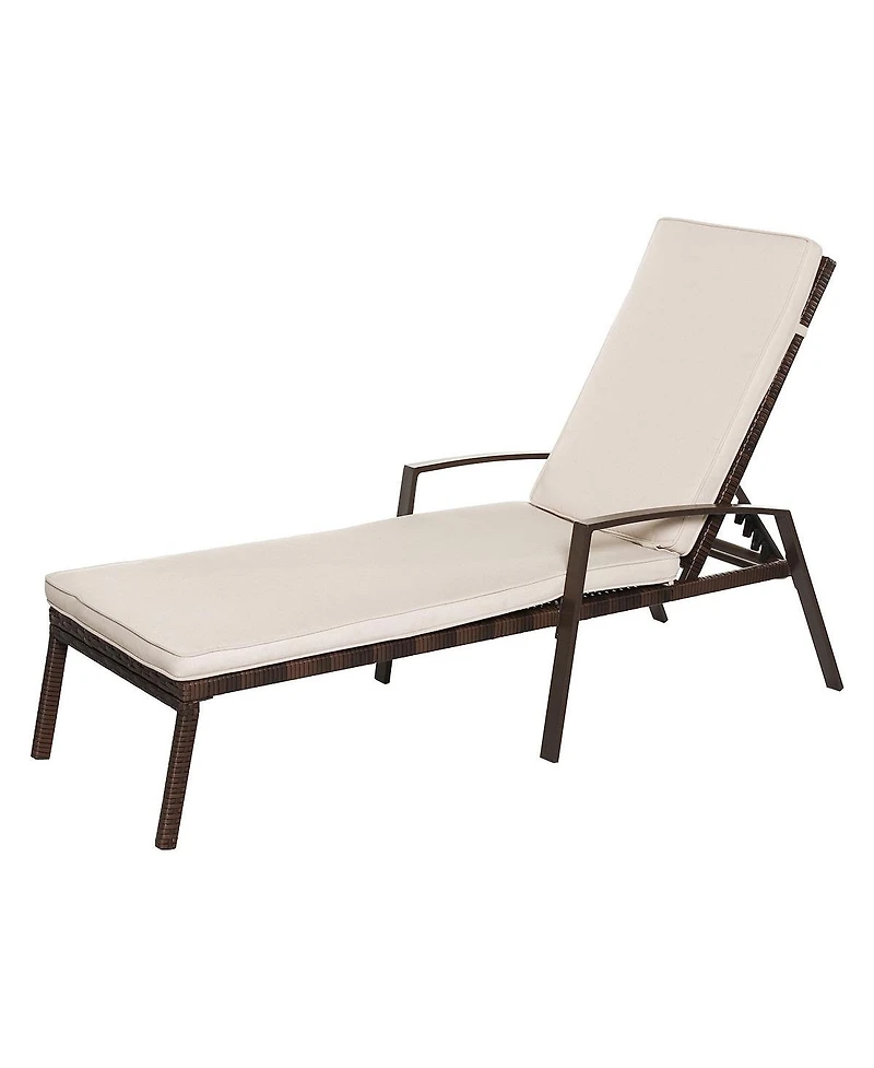 Inolait Sugift 2 Pieces Patio Rattan Reclining Chaise Lounge Chair with Cushion and Armrest