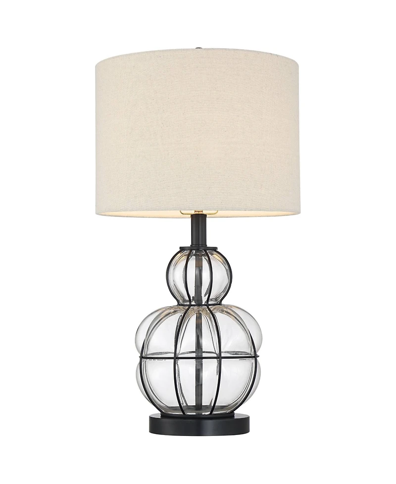 360 Lighting Eric Rustic Table Lamps Set of 2 24" High Dark Bronze Blown Glass Gourd Burlap Fabric Drum Shade for Bedroom Living Room Bedside Off