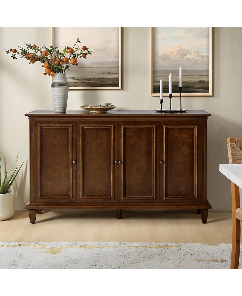 Hulala Home Rory Traditional 58" Wide Sideboard with Wine Bottle Storage with Adjustable Shelves